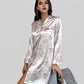 Chemise de nuit femme satin noire imprimée fleurs élégantes